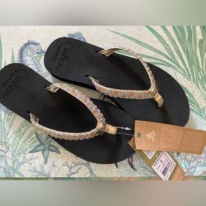 NWT Size 9 Reef Twisted Star Cushion Sandals Flip Flops CUTE GOLD SILVER…